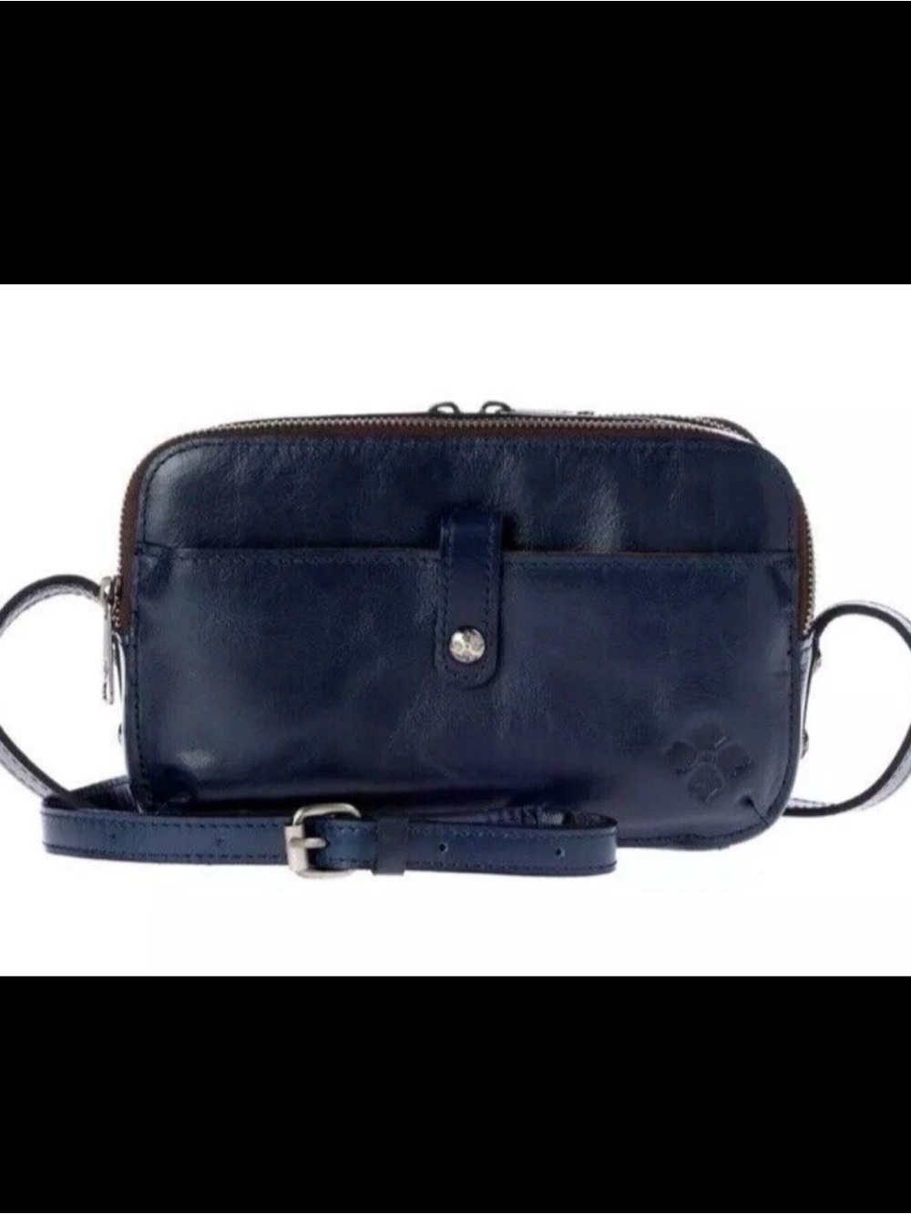 Patricia Nash Navy Leather Crossbody with Front Snap Pocket